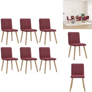 vidaXL Eetkamerstoel - Eetkamerstoelen - Dinerstoel - Stoel - Eetkamerstoelen 6 st stof wijnrood