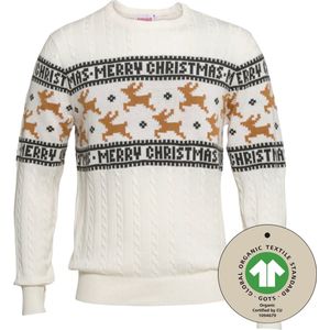 Foute Kersttrui Dames & Heren - Christmas Sweater ""Traditioneel & Stijlvol Wit"" - 100% Biologisch Katoen - Mannen & Vrouwen Maat XL - Kerstcadeau