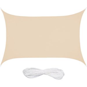 Relaxdays schaduwdoek - rechthoekig - zonnedoek - polyester - schaduwzeil - concaaf - beige, 2 x 3 m