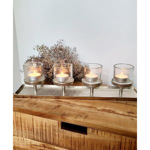 Mix en Match - Waxinelichthouder - Theelichthouder - Kandelaar - Metaal - Antiek zilver - 53x14x13