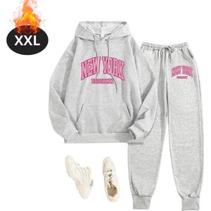 Bovista Joggingpak - Huispak - Volwassenen - Trainingspak - Comfortabel - Joggingsbroek - Tracksuit - Dames - Winter - Grijs - XXL