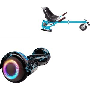 E-Mobility Rentals Hoverboard Met Schokdemper Hoverkart Blauw - Regular Lightning Blauw - Verlengde Afstand - 6.5'' Wielen - Oxboard - 15kmh - Bluetooth Speakers - LED Verlichting - UL2272 Gecertificeerd - Anti lek banden - Cadeau voor Kinderen, Tien