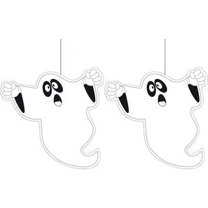 Set van 2x stuks halloween thema hangende spook/geest decoratie 20 cm brandvertragend papier