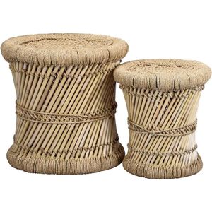 2-delige set bamboe krukken ø 36 cm & 30 cm | bloemenkruk voor tuin, terras en balkon Kruk