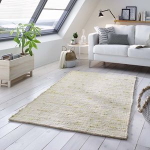 Wollen vloerkleed handweef Oslo - crème/groen 250x250 cm