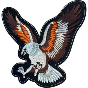 Adelaar Eagle Zee Arend Roofvogel XXL Strijk Embleem Patch 20.5 cm / 22 cm / Wit Bruin Zwart Oranje