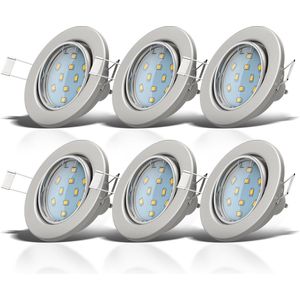 B.K.Licht - Inbouwspots - LED - 6 stuks - ronde - vor binnen - met GU10 - kantelbaar - spotjes inbouw - IP23 - Ø8.6cm - 3.000K - 250Lm - 3W - nikkel