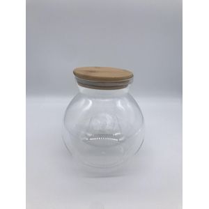TRENDMAX Glazen Voorraadpot met Bamboedeksel| Vorm: Rond| Deksel: 10cm diameter, Luchtdicht| Inhoud: 1750 ml