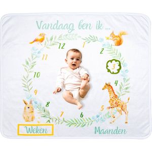 Flouer Mijlpaaldeken Dieren - Milestone deken - Kraamcadeau meisje of jongen - Mijlpaaldeken baby - Babyshower cadeau - Kraamcadeautjes - Mijlpaal deken - Milestone blanket - Babyshower