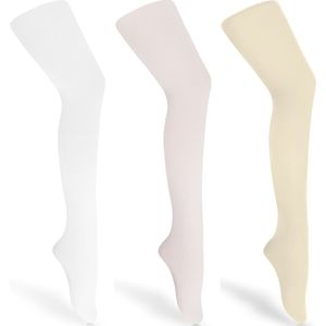 Merry Style Kinderen 3 Pack Panty - 60 DEN -Microvezel - Meisjes - Polyamide – Wit/Ecru/Avioro – 104-110 - WL-010-3B