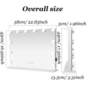 Hollywood Cosmetic Spiegel met LED Verlichting en 10x Vergroting - 3 Verlichtingsmodi - Wandmontage en Desktop