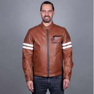 Helstons Jake Speed Leather Buffalo Camel White Jacket XL - Maat - Jas