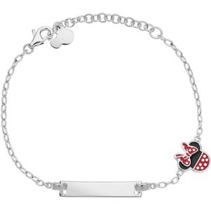 Disney 4-DIS010 Zilveren Armband Minnie Mouse - Minnie Armbandje - Disney Sieraden - 14+3cm Lengte - Ankerschakel - 1,7mm - Plaatje 21x4,6mm - Minnie 9,6x9,2mm - 925 - Zilver