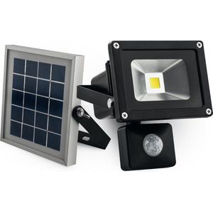 10W LED schijnwerper met zonnepaneel - 1000 Lumen - Koud Wit - PIR sensor