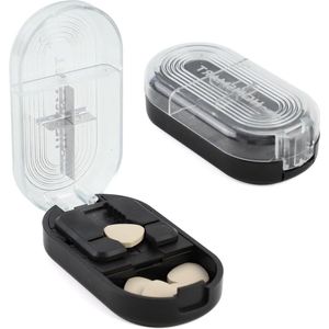 Zeynomax - Tablettensnijder voor precisie snijden van pillen - Compact en draagbaar - Multifunctioneel - Medicijnsnijder - Medicijnbox - Zwart - Handig en efficiënt