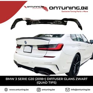 BMW 3 Serie G20 (2018+) Diffuser Glans Zwart (Quad Tips)