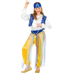 Widmann - 1001 Nacht & Arabisch & Midden-Oosten Kostuum - Arabische Prinses Meisje Compleet Kostuum - Blauw, Geel - Maat 158 - Carnavalskleding - Verkleedkleding