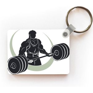 Sleutelhanger - Een illustratie van een man met gewichten. - Uitdeelcadeautjes - Plastic