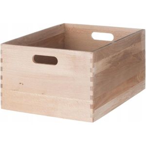 Houten Kist met Handgrepen, Opslagbox, FSC Beuken, 40x30x20cm, Stapelbaar