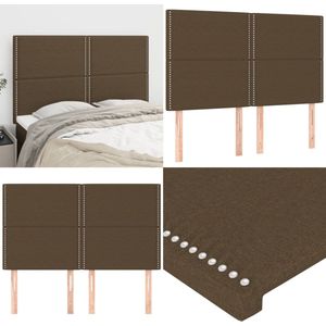 vidaXL Hoofdborden 4 st 72x5x78/88 cm stof donkerbruin - Hoofdbord - Hoofdborden - Hoofdeinde - Houten Hoofdbord