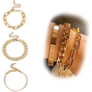 Sorprese armband - Gold AU - armband dames - 3-delig - cadeau - Model H