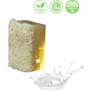 De Vitamineshop - Natuurlijke Geitenmelk Zeep Blok met Luffa – 100% Natuurlijke & Handgemaakte Loofah Scrubzeep - Handzeep - Douchezeep - Cadeau - 120 gr