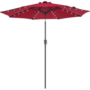 Kingsleeve Parasol - LED-verlichting 300 cm Solar - Rood