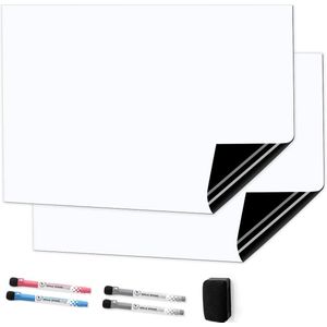 Magnetisch Whiteboard voor Koelkast - Notitie- en Boodschappenlijst - 2 Stuks - Wit - 50 x 30 cm