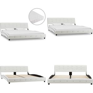 vidaXL Bed met matras kunstleer wit 160x200 cm - Bed - Bedden - Tweepersoonsbed - Tweepersoonsbedden