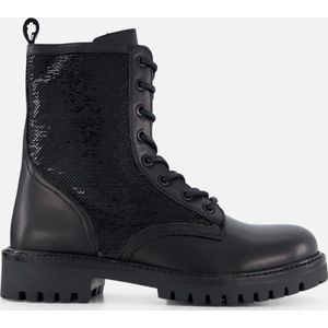 Muyters Glitter Veterboots zwart Leer - Maat 34