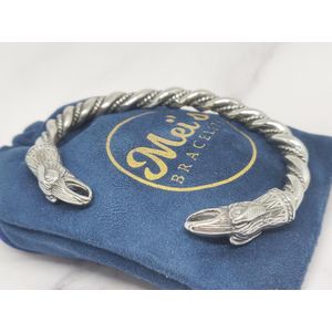 Mei's | Viking Nordic Raven armband | armband mannen / mannen sieraad | Stainless Steel / 316L Roestvrij Staal / Chirurgisch Staal | polsmaat 17  - 21 cm / raafhoofd / zilver