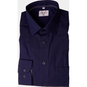 MARVELIS modern fit overhemd - popeline - donkerblauw - Strijkvrij - Boordmaat: 41