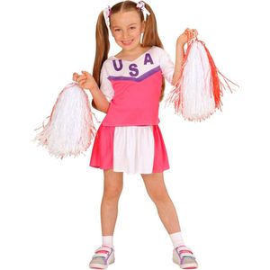WIDMANN - Wit-roze cheerleader kostuum voor meisjes - 116 (4-5 jaar)