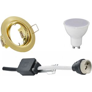 LED Spot Set - Torna - GU10 Fitting - Inbouw Rond - Mat Goud - 4W - Helder/Koud Wit 6400K - Kantelbaar Ø83mm