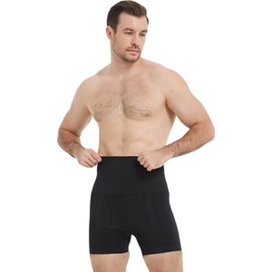 Linorie Corrigerende Boxershort Mannen Hoge Taille Buikband Taillevormer - Zwart - 3XL