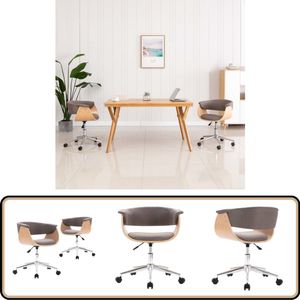 vidaXL Eetkamerstoelen - Draaibaar - Stof - Taupe - 2 st Eetkamerstoelen - Draaibare Stoelen - Taupe Meubels - Comfort Stoelen - Modern Interieur