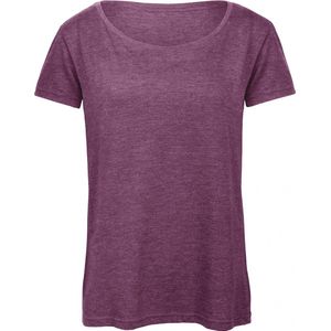 T-shirt Dames XS B&C Ronde hals Korte mouw Heather Purple 50% Polyester, 25% Katoen, 25% Viscose