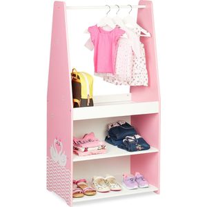 Relaxdays kledingrek voor kinderen - garderobe kinderkamer - roze kapstok kind - babykamer