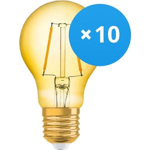 Voordeelpak 10x Osram Vintage 1906 LED Klassiek E27 A 2.5W 824 Filament Goud | Zeer Warm Wit - Vervangt 22W