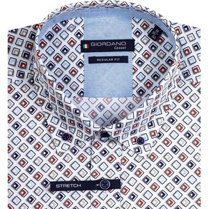 Giordano - Korte Mouw Overhemd - Heren - L - Wit - Katoen - 416046