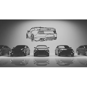 Mustang GT Angle - Silhouette - Metaalkunst - Zwart - 120cm - Auto Decoratie - Muur Decoratie- Man Cave - Cadeau voor man- Inclusief ophangsysteem