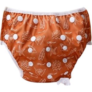 Wasbare Luier - Zwemluier - Baby - Nachtluier - 0 tot 2 jaar - 4,5 tot 18 kilo - Roestbruin Zomerprint