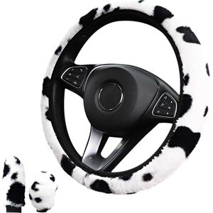 Pluche stuurhoes telescopisch - zachte comfortabele stuurhoes - antislip stuurhoes - autoaccessoires - universeel 36-39 cm stuurhoes panter