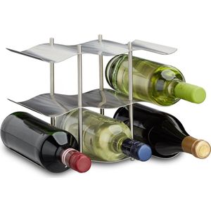 Relaxdays - wijnrek rvs voor 9 flessen - flessenrek - industriële & moderne look