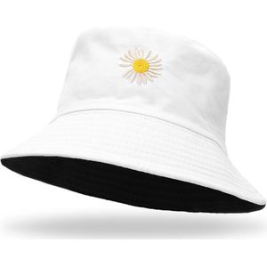 Su.B Hoed - Bucket Hat – Vissershoedje Heren – Zonnehoed Dames – Reversible – Unisex - Wit / Zwart
