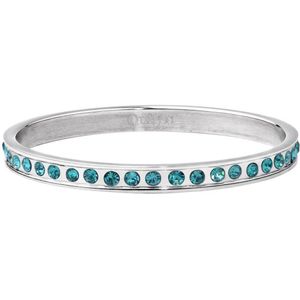 Quiges Stapelring Dames - Vulring Turquoise Zirkonia - RVS Zilverkleurig - Maat 21 - Hoogte 2mm