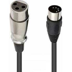 DIN 5-pins (m) - XLR (v) kabel / zwart - 1,5 meter