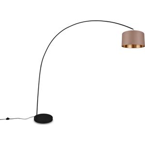 LED Vloerlamp - Torna Yavas - E27 Fitting - Voetschakelaar - Rond - Taupe - Metaal