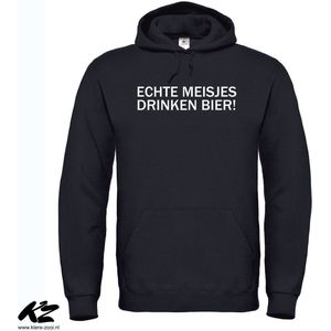 Echte Meisjes Drinken Bier - Unisex Hoodie - 4XL - Zwart