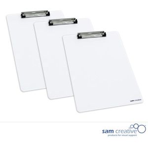 Whiteboard Klembord Blanco (A4 set 3 stuks) | Notitiebord Whiteboard | Inspectiebord Whiteboard | Whiteboard Clipboard